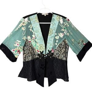 Vintage Spencer Alexis Kimono Jacket Silk Rayon SZ M Whimsygoth Ethereal Cottage